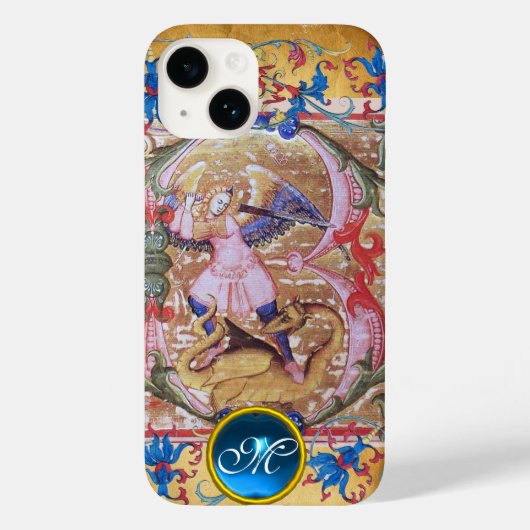 Sint Michael the Archangel Monogram Antiek Floral Case-Mate iPhone Case (Achterkant)