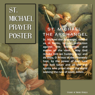 Sint Michael the Archangel Prayer met Witte Tekst Poster