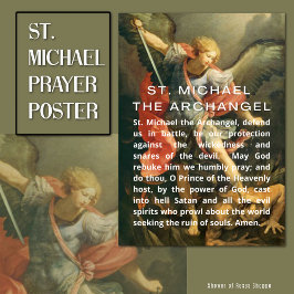 Sint Michael the Archangel Prayer met Witte Tekst Poster
