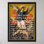 Sint Michael the Archangel Prayer met Witte Tekst Poster (Voorkant)
