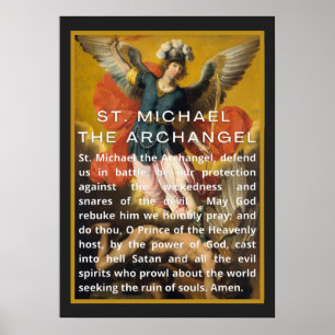 Sint Michael the Archangel Prayer met Witte Tekst Poster
