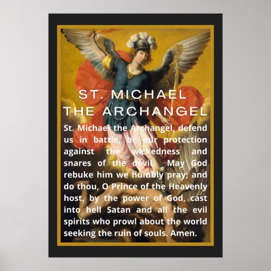 Sint Michael the Archangel Prayer met Witte Tekst Poster (Voorkant)