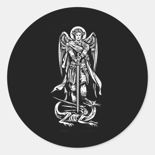 Sint Michael The Archangel verdedigt ons in strijd Ronde Sticker (Voorkant)