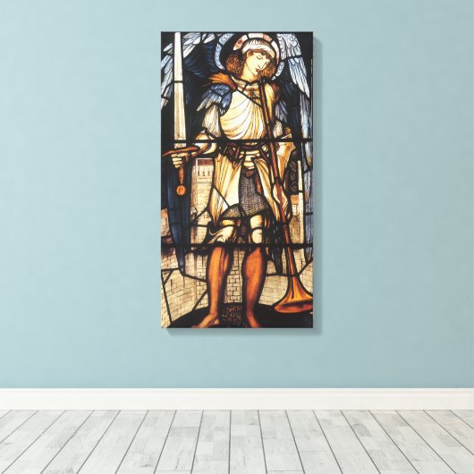 Sint-Michael van Sir Edward Coley Burne-Jones Canvas Afdruk (Insitu (Houten vloer))