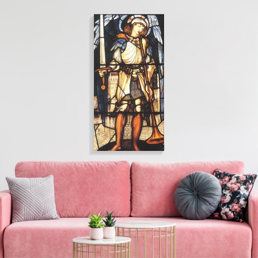 Sint-Michael van Sir Edward Coley Burne-Jones Canvas Afdruk (Insitu (Woonkamer))