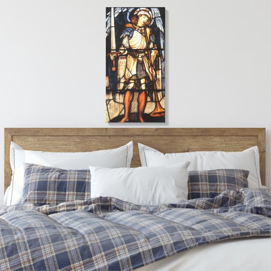 Sint-Michael van Sir Edward Coley Burne-Jones Canvas Afdruk (Insitu (Slaapkamer))