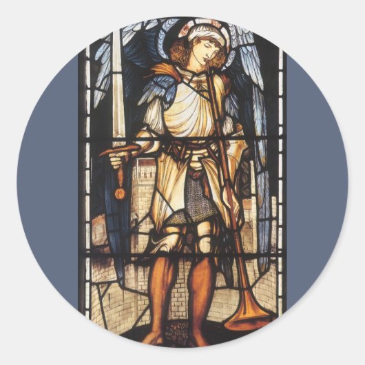 Sint-Michael van Sir Edward Coley Burne-Jones Ronde Sticker (Voorkant)