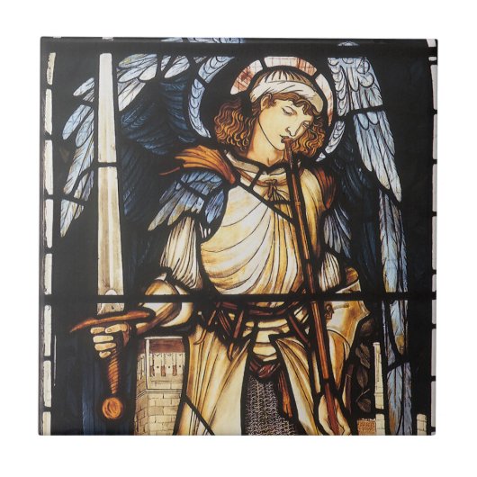 Sint-Michael van Sir Edward Coley Burne-Jones Tegeltje (Voorkant)
