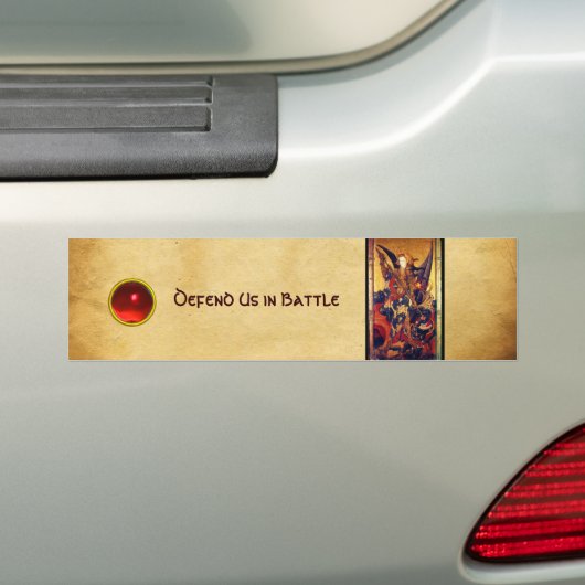 Sint Michael Vanquishing Devil als middeleeuwse Kn Bumpersticker (Op auto)