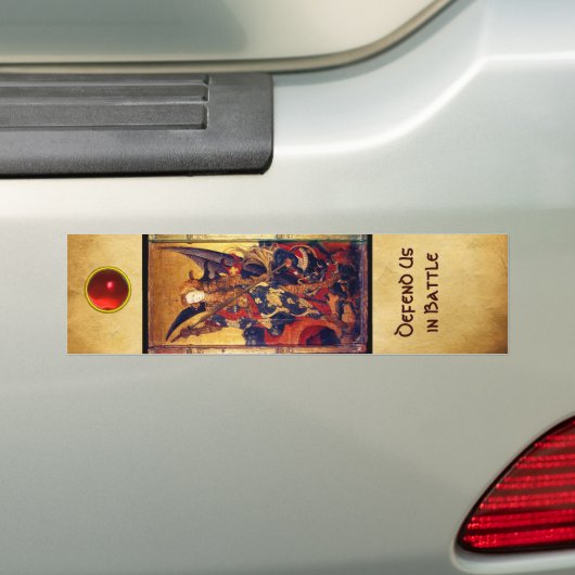 Sint Michael Vanquishing Devil als middeleeuwse Kn Bumpersticker (Op auto)