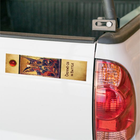 Sint Michael Vanquishing Devil als middeleeuwse Kn Bumpersticker (Op Truck)