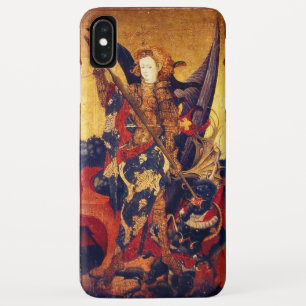 Sint Michael Vanquishing Devil als middeleeuwse Kn iPhone XS Max Hoesje