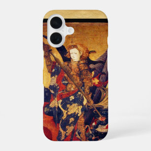 Sint Michael Vanquishing Devil als middeleeuwse Kn iPhone 16 Hoesje