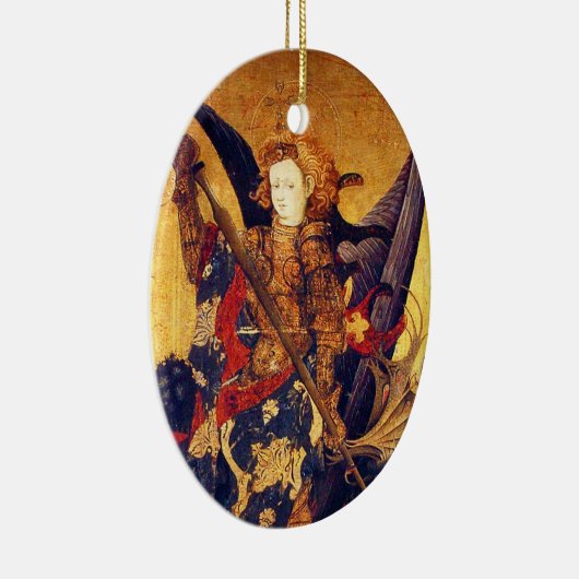 Sint Michael Vanquishing Devil als middeleeuwse Kn Keramisch Ornament (Rechts)