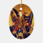 Sint Michael Vanquishing Devil als middeleeuwse Kn Keramisch Ornament (Voorkant)