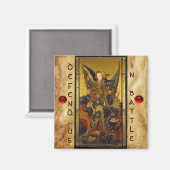 Sint Michael Vanquishing Devil als middeleeuwse Kn Magneet (Voorkant / Achterkant)