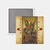 Sint Michael Vanquishing Devil als middeleeuwse Kn Magneet (Voorkant / Achterkant)