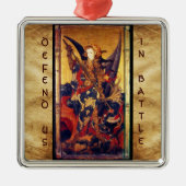 Sint Michael Vanquishing Devil als middeleeuwse Kn Metalen Ornament (Voorkant)