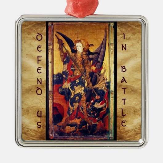 Sint Michael Vanquishing Devil als middeleeuwse Kn Metalen Ornament (Voorkant)