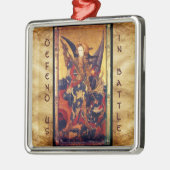 Sint Michael Vanquishing Devil als middeleeuwse Kn Metalen Ornament (Links)