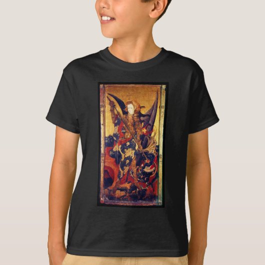 Sint Michael Vanquishing Devil als middeleeuwse Kn T-shirt (Voorkant)