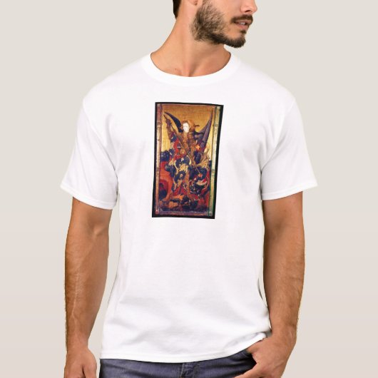Sint Michael Vanquishing Devil als middeleeuwse Kn T-shirt (Voorkant)