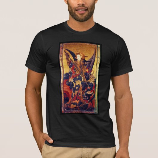 Sint Michael Vanquishing Devil als middeleeuwse Kn T-shirt (Voorkant)