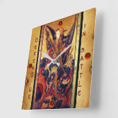 Sint Michael Vanquishing Devil als middeleeuwse Kn Vierkante Klok (Hoek)