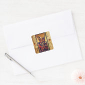 Sint Michael Vanquishing Devil als middeleeuwse Kn Vierkante Sticker (Envelop)