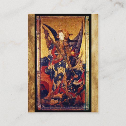 Sint Michael Vanquishing Devil als middeleeuwse Kn Visitekaartje (Achterkant)