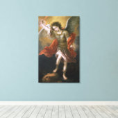 Sint Michael verbiedt de duivel naar de afgrond Canvas Afdruk (Insitu (Houten vloer))