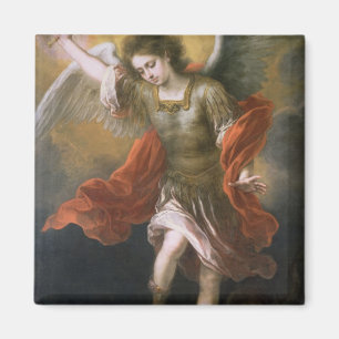Sint Michael verbiedt de duivel naar de afgrond Magneet