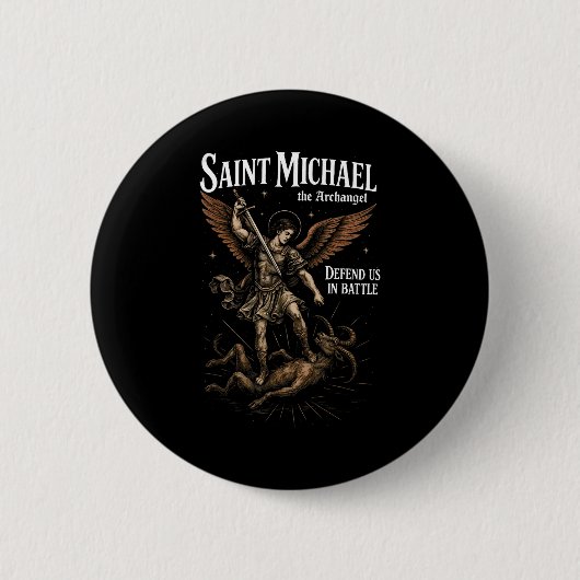 Sint-Michaël verdedig ons in de strijd Aartsengel Ronde Button 5,7 Cm (Voorkant)