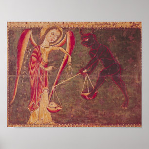 Sint Michael Weighing Souls, van een altarstuk Poster