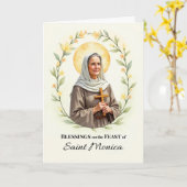 Sint-Monica Feestdag Zegeningen Bloemenkrans Kaart (Gele Bloem)