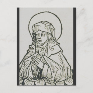 Sint Monica Middeleeuwse Minimalistische Lijnkunst Briefkaart