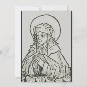 Sint Monica Middeleeuwse Minimalistische Lijnkunst Feestdagenkaart