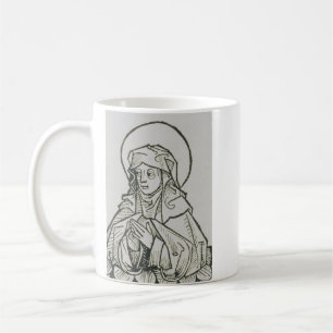 Sint Monica Middeleeuwse Minimalistische Lijnkunst Koffiemok