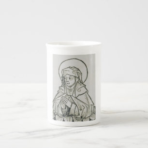 Sint Monica Middeleeuwse Minimalistische Lijnkunst Porselein Kop