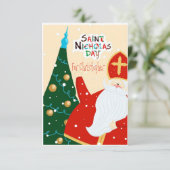 Sint Nicholas Day feliciteert Bedankkaart (Staand voorkant)