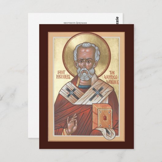 Sint Nicholas de Wonderwerker Prayer Card Briefkaart (Voorkant / Achterkant)