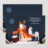 Sint Nicholas en Zijne Paard Wenskaart Feestdagenkaart (Voorkant / Achterkant)