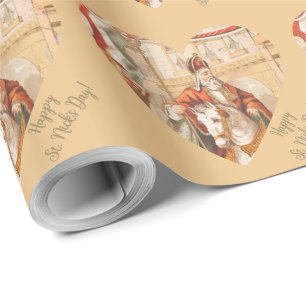 Sint Nicholas Hearts Sinterklaas St. Nick's Day Wr Cadeaupapier