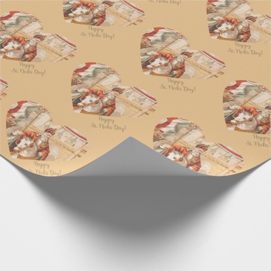 Sint Nicholas Hearts Sinterklaas St. Nick's Day Wr Cadeaupapier (Hoek)