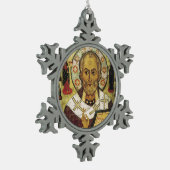 Sint-Nicholas Medieval Icon kerstversiering Tin Sneeuwvlok Ornament (Links)