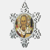 Sint-Nicholas Medieval Icon kerstversiering Tin Sneeuwvlok Ornament (Rechts)