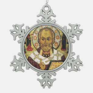 Sint-Nicholas Medieval Icon kerstversiering Tin Sneeuwvlok Ornament