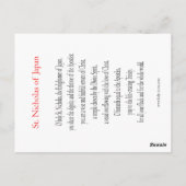 Sint-Nicholas of Japan Prayer Card Briefkaart (Achterkant)