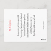 Sint-Nicholas Prayer-kaart Briefkaart (Achterkant)