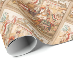 Sint Nick's Day Dutch Sinterklaas op PaardenVintag Cadeaupapier